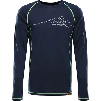 Pánské termoprádlo Pánské merino triko ALPINE PRO Meren modré Velikost: XS