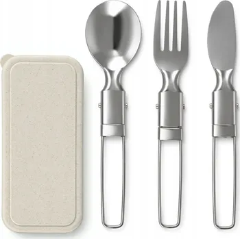 Příbor Skládací turistické příbory sada Nůž + Vidlička + Lžíce V POUZDRU Nezbytná sada