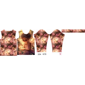 Panel na dětské funkční tričko s dlouhým rukávem 104 víla září