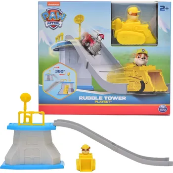 Hračka Paw Patrol mini věž se sjezdem a vozidlem Rubble