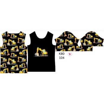 Panel na dětské funkční tričko s krátkým rukávem 104 bagry černé