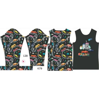 Panel na dětské funkční tričko s dlouhým rukávem 128 barevná auta