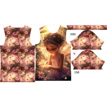 Panely na dětské funkční tričko s krátkým rukávem 158 víla září