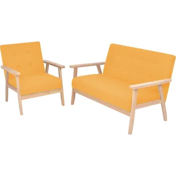 Pohovka zahrada-XL 2dílná sedací souprava textilní čalounění žlutá 274916