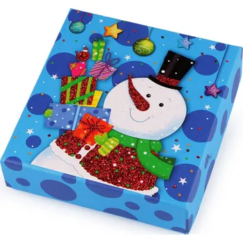 Dárková krabička Vánoční dárková krabička s jmenovkou, střední, 3 modrá sněhulák