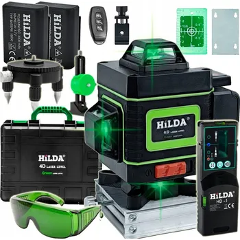 Měřící laser LASEROVÁ VODVÁHA 360 HILDA 4D 16 LINEK KŘÍŽOVÝ LASER PŘIJÍMAČ KUFR