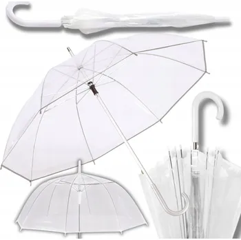 Automatický svatební deštník bílý průhledný XL větruodolný