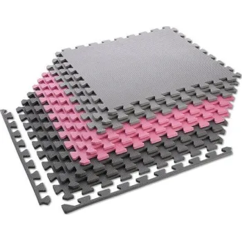podložka na cvičení Růžovo-šedá pěnová puzzle podložka (9 ks) ONE FITNESS - 180 x 180 x 1 cm