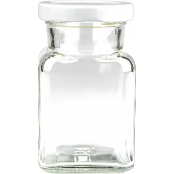 Dóza na potraviny Skleněná dóza sklenice s bílým víčkem na zalévání svíček 150 ml