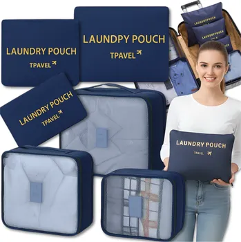 Camerazar Cestovní sada 6 vodotěsných organizérů na kufry, modrá