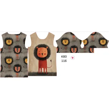 Panel na dětské funkční tričko s krátkým rukávem 116 šťastný lvíček