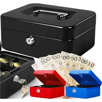 Pokladnička Kovová pokladnička, sejf na peníze a mince, uzamykatelná na klíč