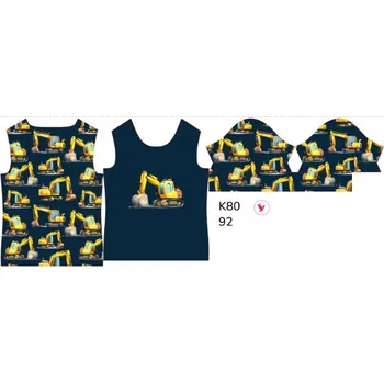 Panel na dětské funkční tričko s krátkým rukávem 92 bagry tmavě modré