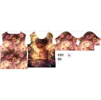 Panel na dětské funkční tričko s krátkým rukávem 86 víla září