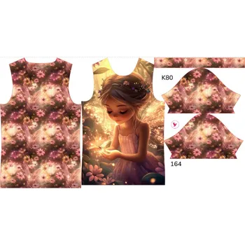 Panel na dětské funkční tričko s krátkým rukávem 164 víla září