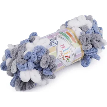 Příze Pletací příze Alize Puffy color 100 g, barva 10 (6075) modrá jemná