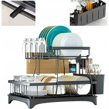 Odkapávač na nádobí ODKAPÁVAČ NA NÁDOBÍ DVOUÚROVŇOVÝ ČERNÝ ODKAPÁVAČ STOJÍCÍ