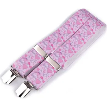 Kšandy Dětské šle srdce, fotbal, auto, hvězda, formule, smajlík, motýl, velké, 4 růžová srdce