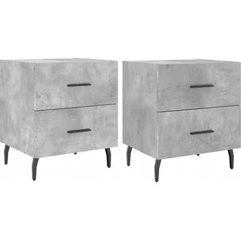 Noční stolek Noční stolek se zásuvkami, šedá barva, betonu, 40x35x47,5 cm, kovové nohy