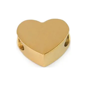 Přívěsek Přívěsek / mezidíl / korálek z nerezové oceli srdce, střední, 2 (5x6,5 mm) zlatá