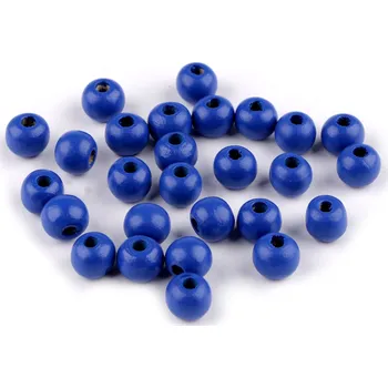 Dřevěné korálky Ø10 mm, střední, 24 modrá