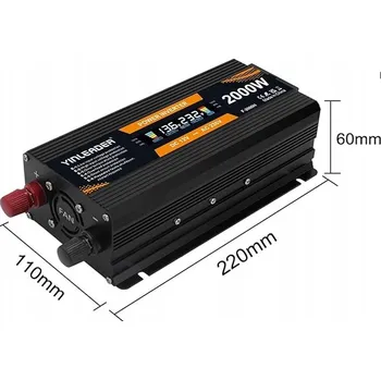 Měnič napětí MĚNIČ NAPĚTÍ NAPĚTÍ DC12V-AC230V 2000W YINLEADER USB S DISPLEJEM