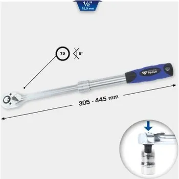 Gola hlavice Brilliant Tools BT022992 Teleskopická přepínací ráčna 1/2"