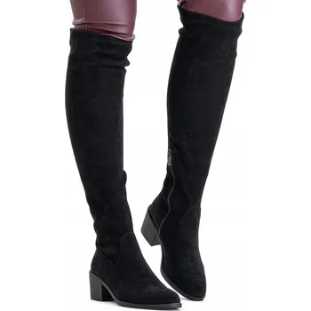 Dámské kozačky Wojtyłko dámské kozačky ke kolenům na blokovém podpatku, velikost 37