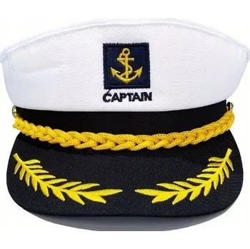 Pokrývka hlavy Čepice Kapitána Lodi Námořnická Bílá Vintage