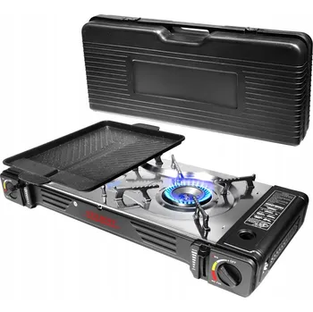 Zahradní gril Turistický vařič s grilem STILHOFF, 2 hořáky, nerezový + grilovací plotna