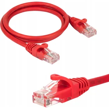 Síťový kabel Propojovací kabel RJ45, Netrack se zalévanou koncovkou, kategorie 5e UTP, 0,25 m červený