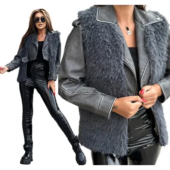 Dámská vesta Dámská chlupatá vesta shaggy, kožešinová vesta, šedá L