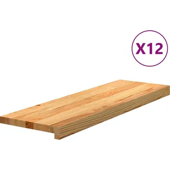 Nášlap na schod vidaXL Nášlapy na schody 12 ks světle hnědé 80x25x2 cm masivní dub [3282978] Barva: světle hnědá