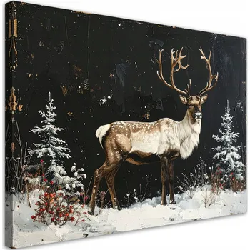 Obraz Obraz do obýváku, jídelny, kanceláře, Sob zima sníh vánoční stromky 90x60