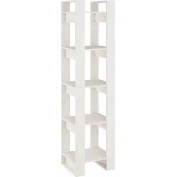 Knihovna Regál na knihy z masivního borovicového dřeva, bílý, 41 x 35 x 160 cm