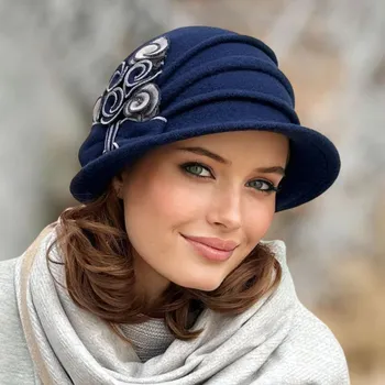 Klobouk Krumlovanka Dámský modrý zimní klobouk 100% vlna Woolmark W-0124/161S