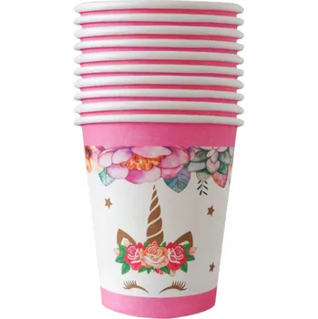 Party nádobí Papírové kelímky s jednorožcem – 10 kusů