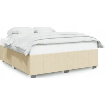 Postel Rám postele krémový 200 x 200 x 46 cm, látka polyester