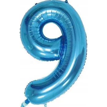 Balónek Fóliový balónek ČÍSLICE 9 DEVĚT Modré velké číslo 100 cm Narozeniny