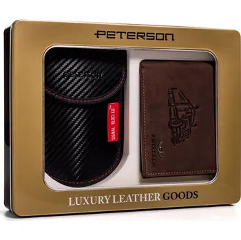 Peněženka Dárková sada: pánská peněženka a pouzdro na klíče a karty PETERSON PTN ZM38