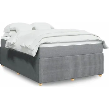 Postel vidaXL Box spring postel s matrací 140x200 cm textil [3285578] Barva: světle šedá