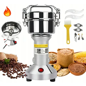 Kuchyňský mlýnek ELEKTRICKÝ MLÝNEK NA KÁVU BYLINKY KOŘENÍ OŘECHY OBILÍ STŘÍBRNÝ 150G 850W