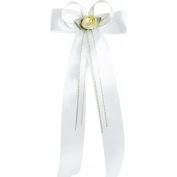 Vánoční ozdoba Mašlička na svíčku ozdoba na hromnici bílá zlatá