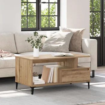 Konferenční stolek vidaXL Konferenční stolek se zásuvkou Artisanový dub 90 x 49 x 45 cm [881052]