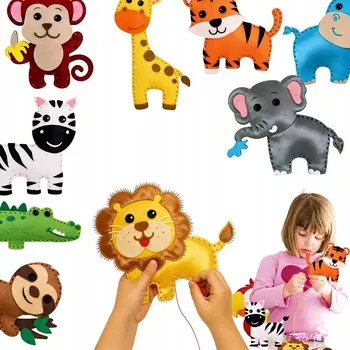 kreativní sada EDUKAČNÍ HRAČKA SADA NA ŠITÍ PRO DĚTI 10 KS FILCOVÉ DIY ZVÍŘÁTKA