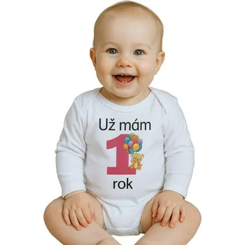 Kojenecký body NEW BABY Body s potiskem New Baby Už mám 1 rok růžové, vel. 86