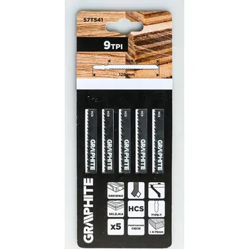 Příslušenství k pile Sada pilových listů do přímočaré pily, 9 TPI, upínání T, 5 ks GRAPHITE 57T541