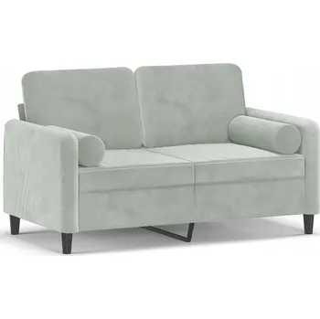 Pohovka Dvousedačka sametová světle šedá 138x77x80 cm s dekoračními polštáři