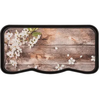 Rohožka Flomat Plastový odkapávač na boty FLOMA Flowers & Wood - 38 x 75 x 2,1 cm