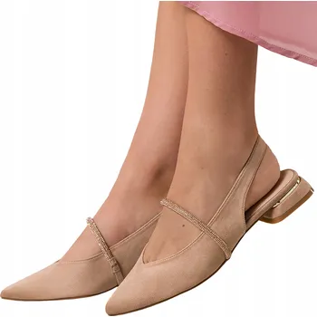 Dámská obuv Lehké Béžové BALERÍNKY Dámské Polobotky Elegantní Pásek STÉLKA KŮŽE vel. 37